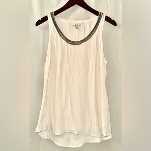 NWOT Joie White Tank Top with Black Beaded Trim